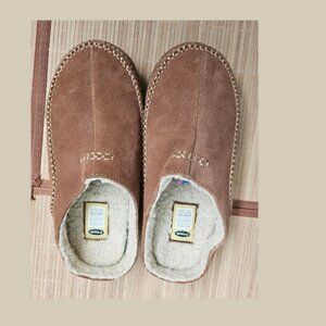 Dr Scholls Fur Lined Slippers Women’s Sz 8 Cozy Slip On Brown Warm Comfort Mules